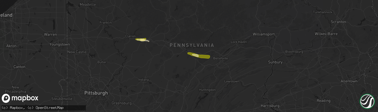 Hail map in West Decatur, PA on March 22, 2026