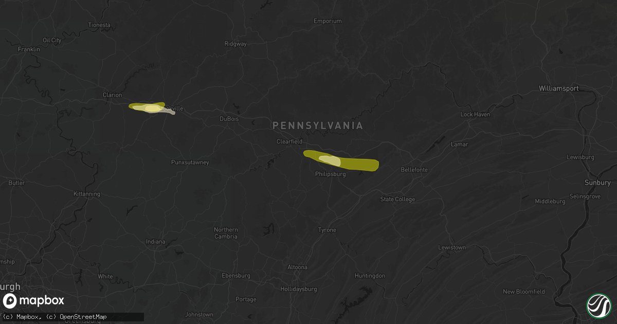 Hail map in West Decatur, PA on March 22, 2026