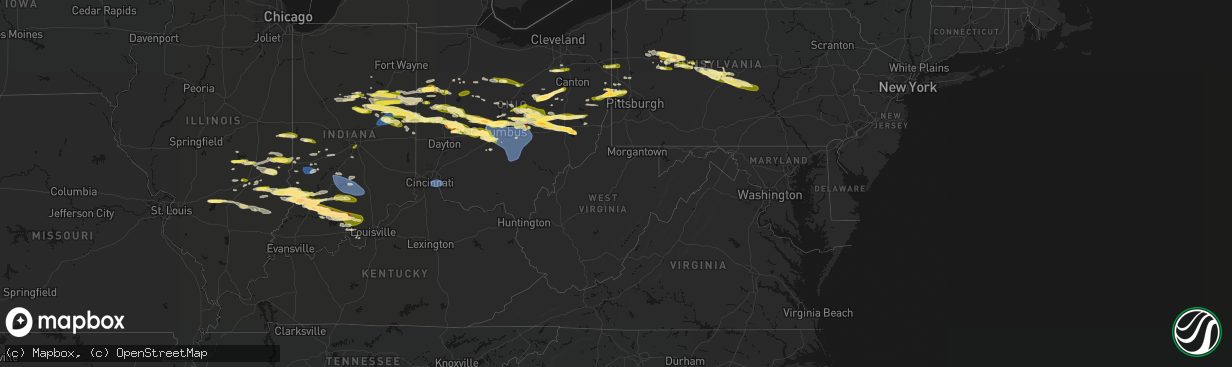 Hail map in West Virginia on March 22, 2026