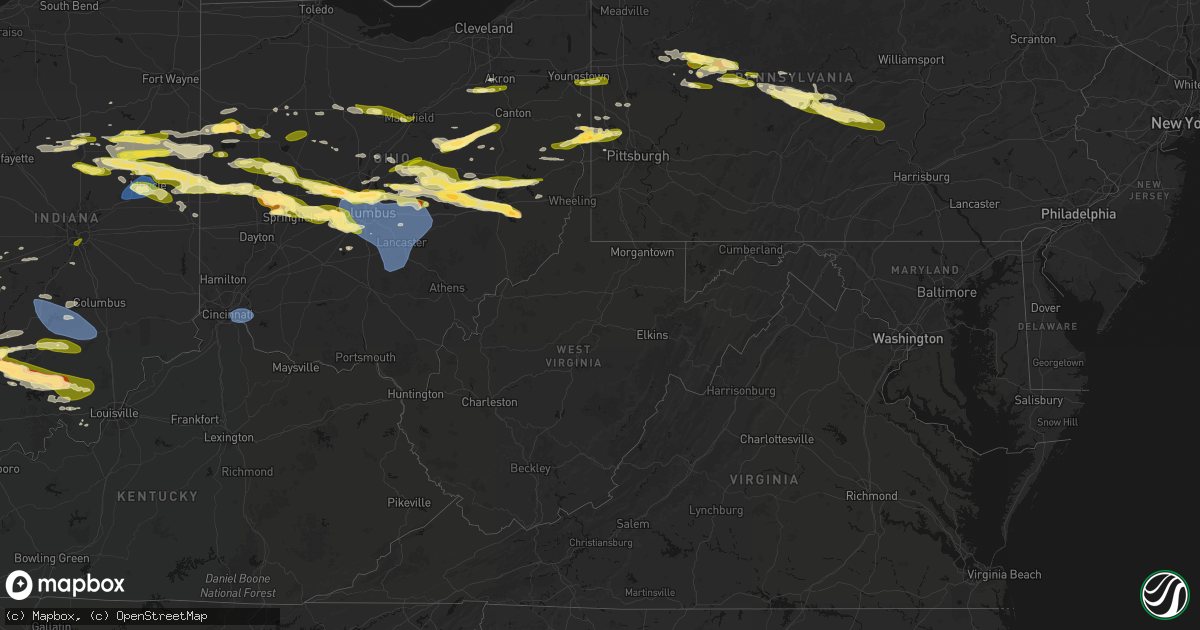 Hail map in West Virginia on March 22, 2026