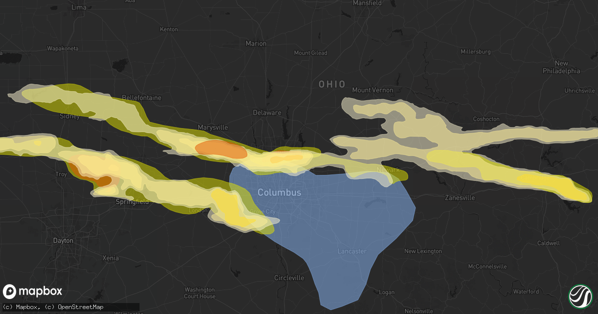 Hail map in Westerville, OH on March 22, 2026