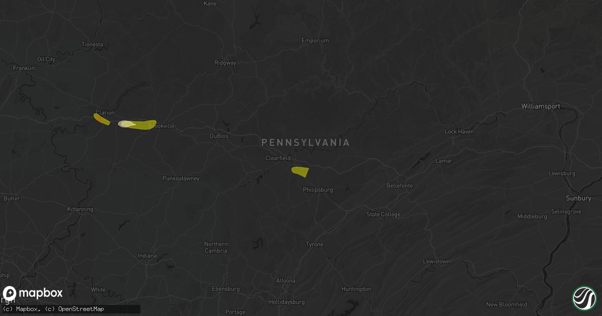 Hail map in Woodland, PA on March 22, 2026