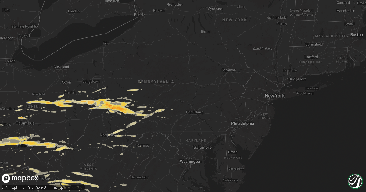 Hail map in Pennsylvania on March 23, 2011