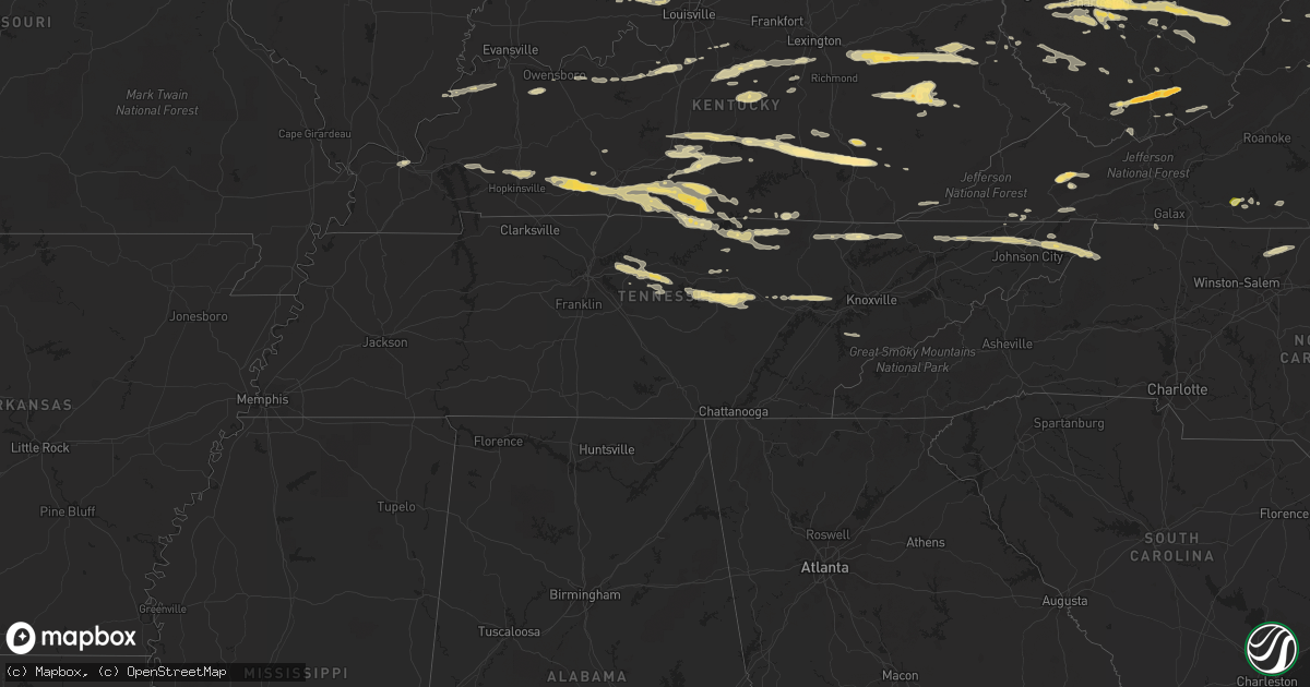 Hail map in Tennessee on March 23, 2011