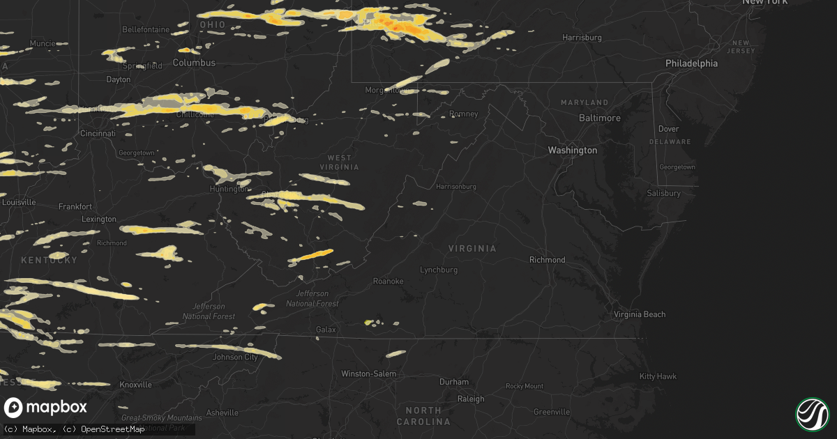 Hail map in Virginia on March 23, 2011