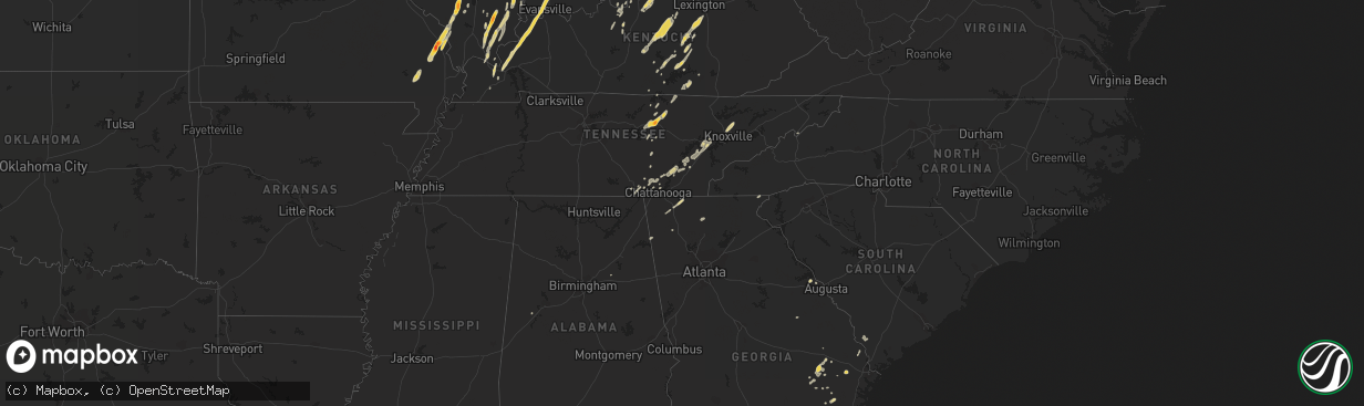 Hail map on March 23, 2012