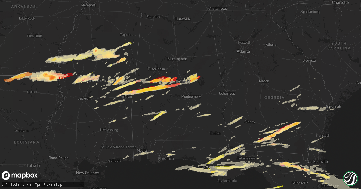 Hail map in Alabama on March 23, 2013