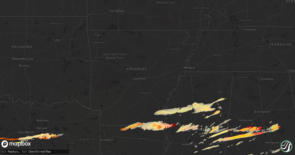 Hail map in Arkansas on March 23, 2013