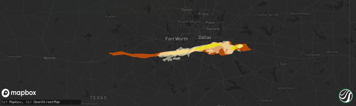 Hail map in Burleson, TX on March 23, 2013