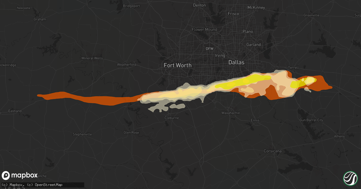Hail map in Burleson, TX on March 23, 2013