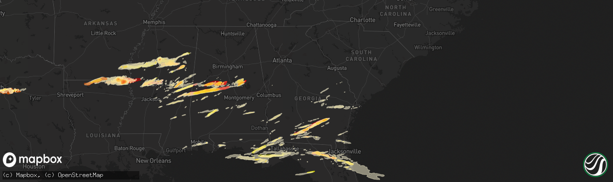 Hail map in Georgia on March 23, 2013