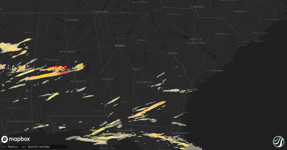 Hail map in Georgia on March 23, 2013