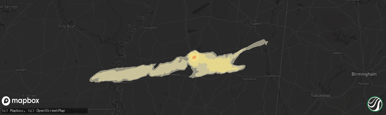 Hail map in Grenada, MS on March 23, 2013