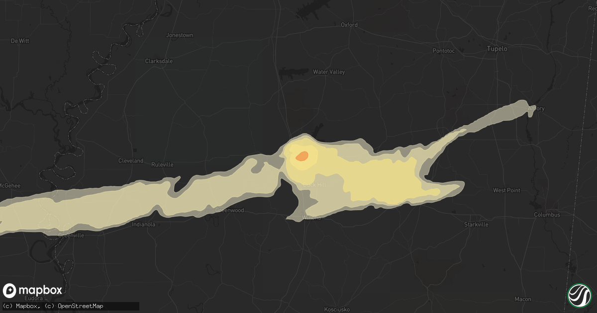 Hail map in Grenada, MS on March 23, 2013