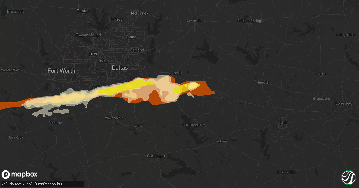 Hail map in Kaufman, TX on March 23, 2013