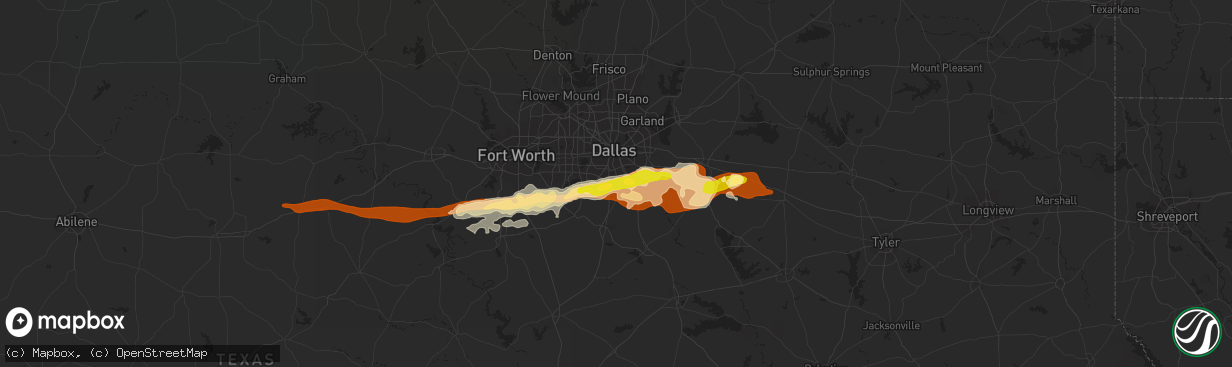 Hail map in Lancaster, TX on March 23, 2013