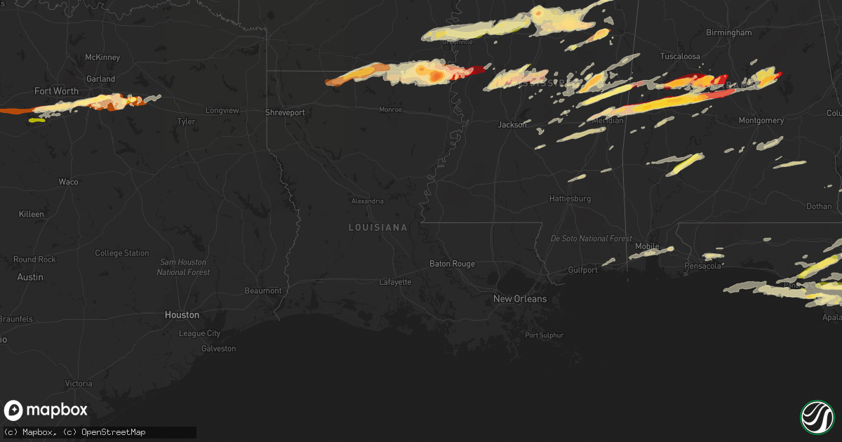 Hail map in Louisiana on March 23, 2013