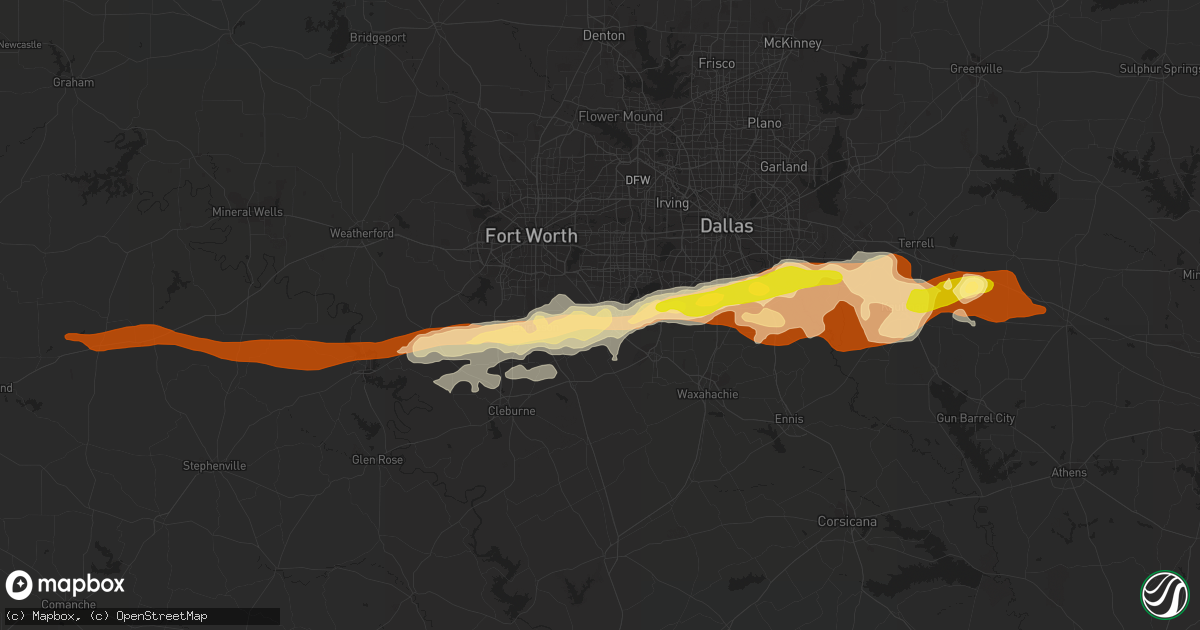 Hail map in Mansfield, TX on March 23, 2013