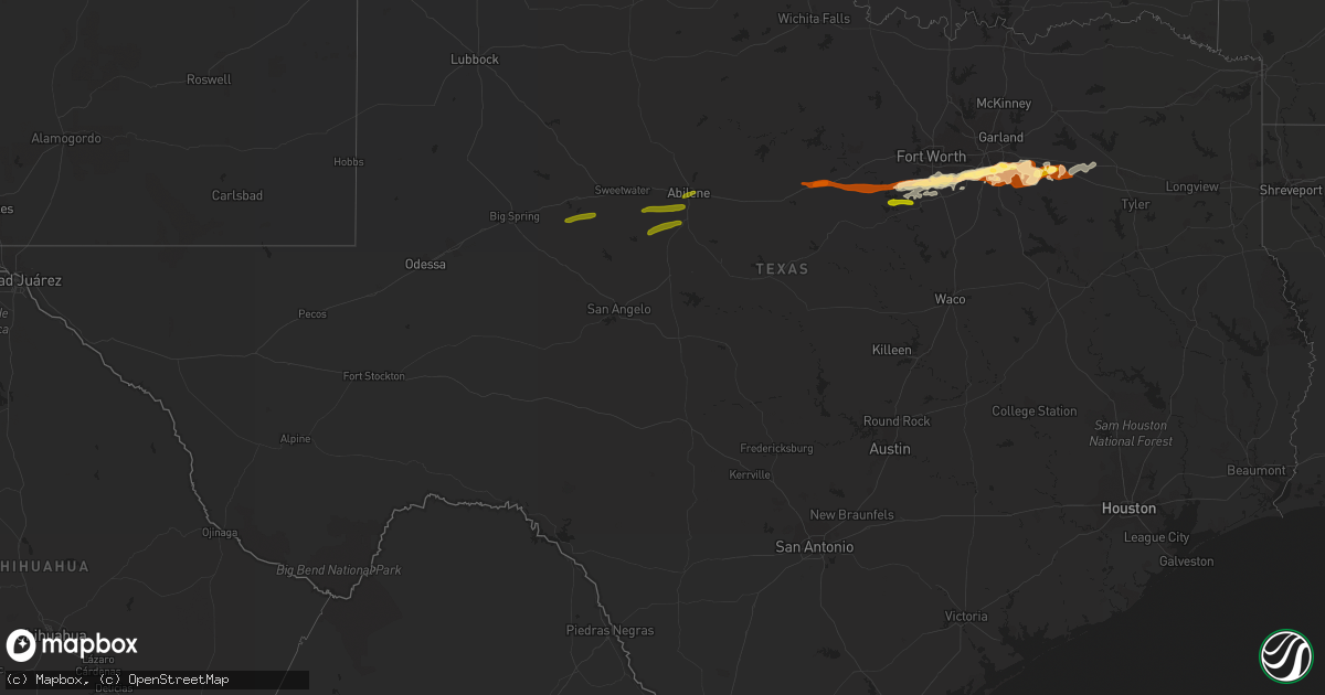Hail map in Texas on March 23, 2013