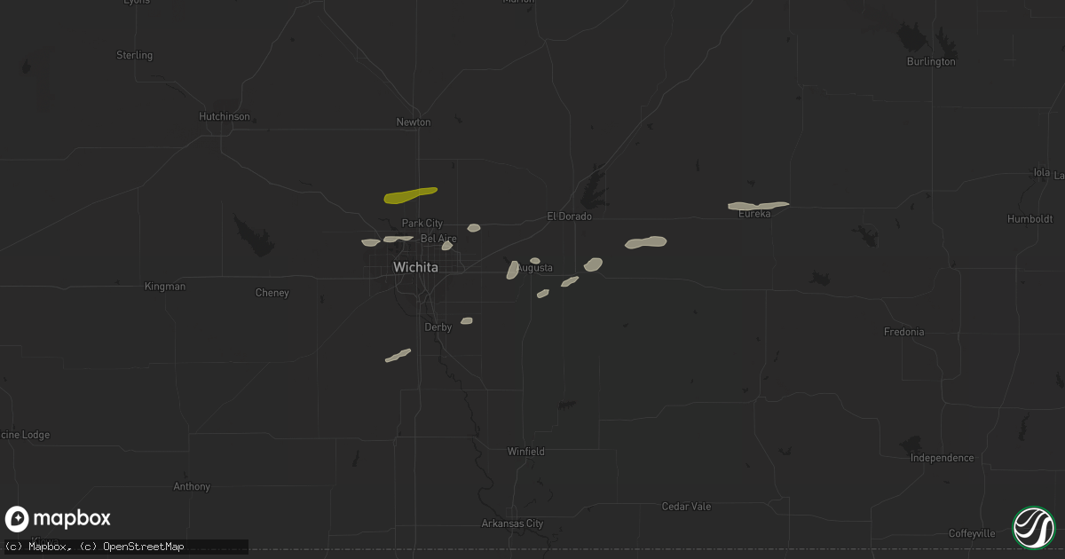 Hail map in Augusta, KS on March 23, 2015