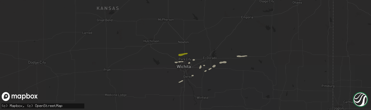 Hail map in Valley Center, KS on March 23, 2015