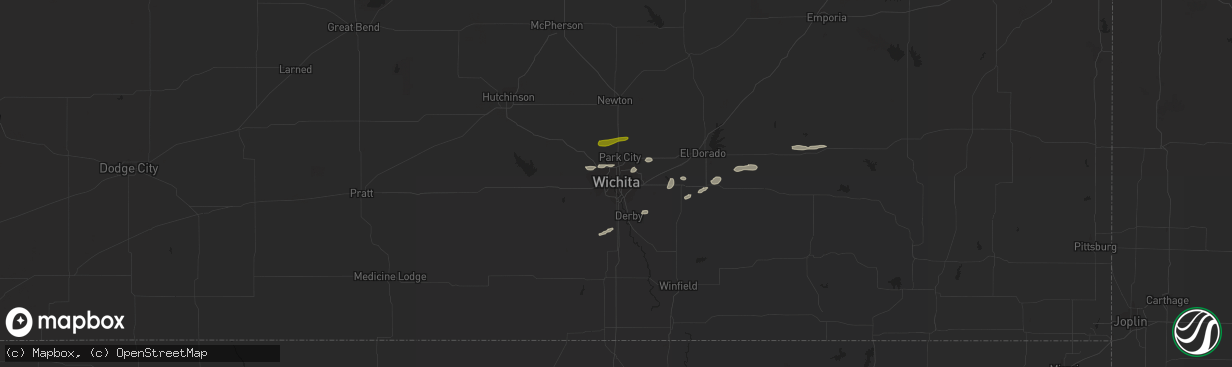 Hail map in Wichita, KS on March 23, 2015