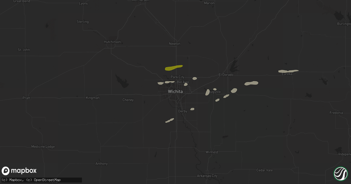 Hail map in Wichita, KS on March 23, 2015