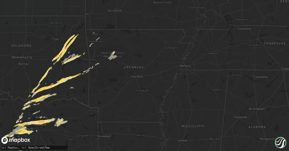Hail map in Arkansas on March 23, 2016