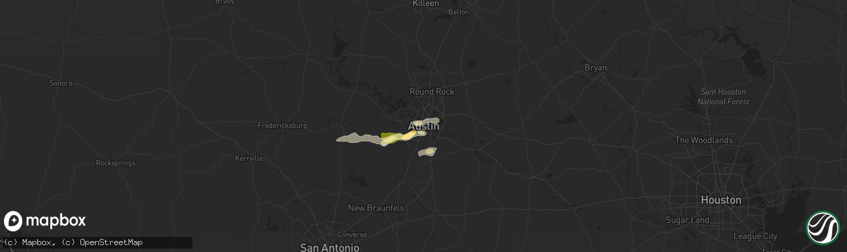 Hail map in Austin, TX on March 23, 2016