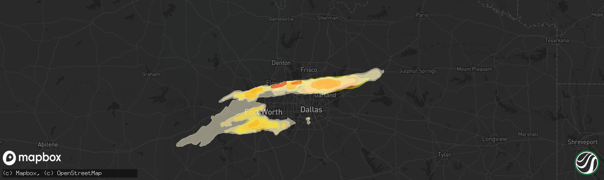 Hail map in Carrollton, TX on March 23, 2016