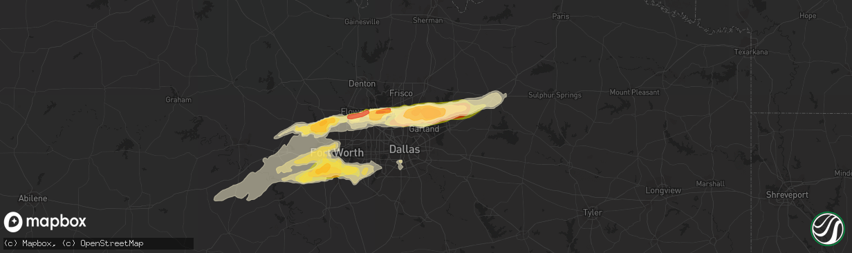 Hail map in Garland, TX on March 23, 2016