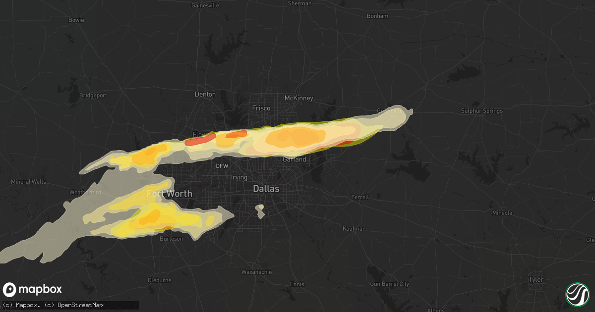 Hail map in Garland, TX on March 23, 2016
