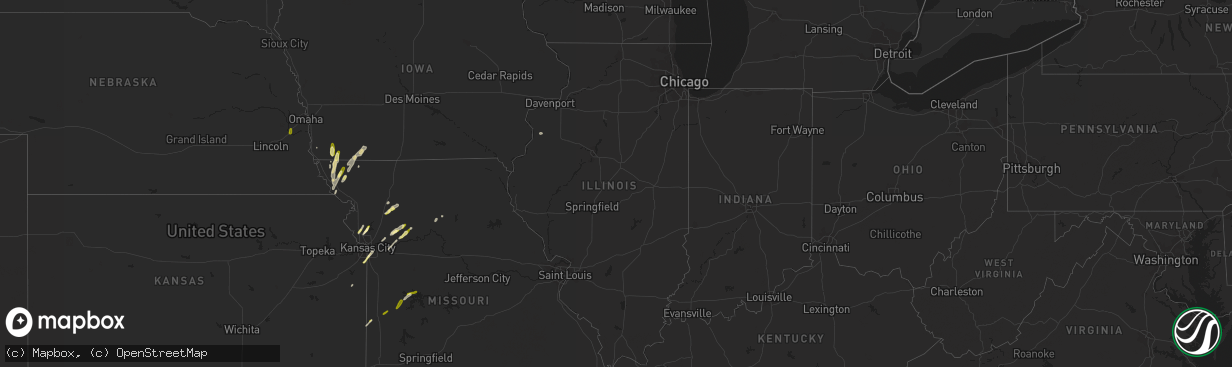 Hail map in Illinois on March 23, 2016