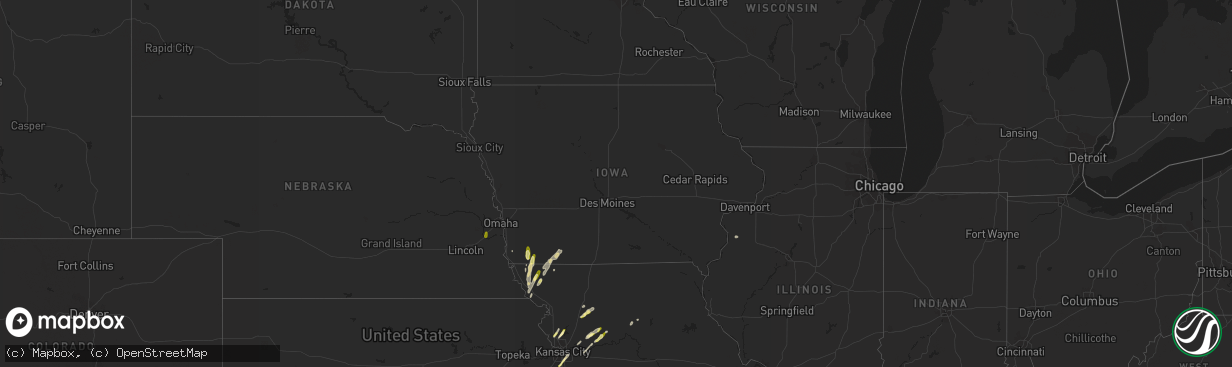 Hail map in Iowa on March 23, 2016