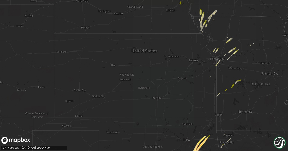 Hail map in Kansas on March 23, 2016