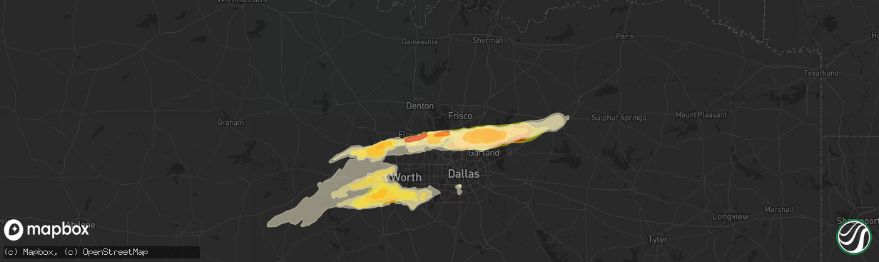 Hail map in Lewisville, TX on March 23, 2016