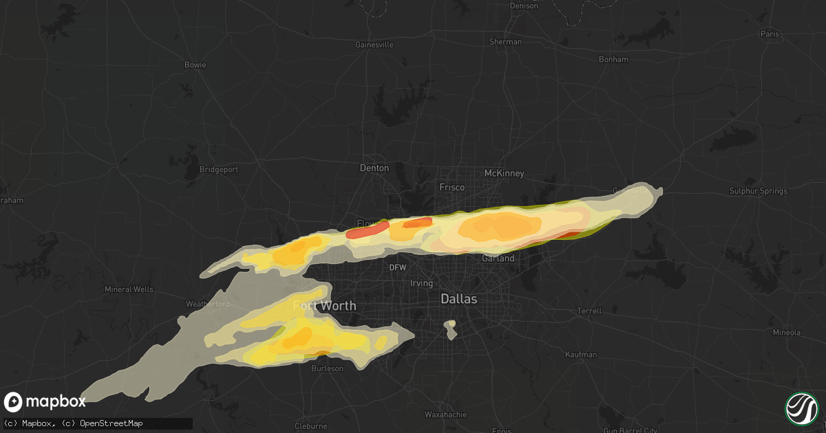 Hail map in Lewisville, TX on March 23, 2016