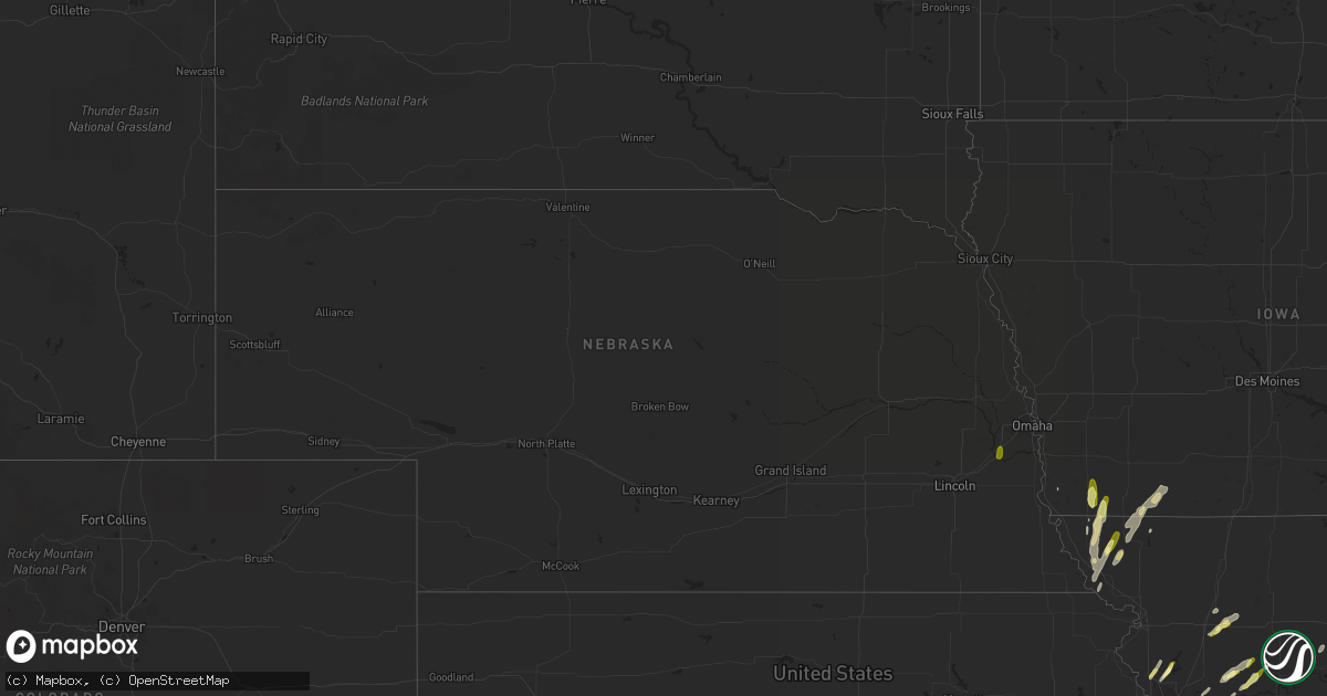Hail map in Nebraska on March 23, 2016