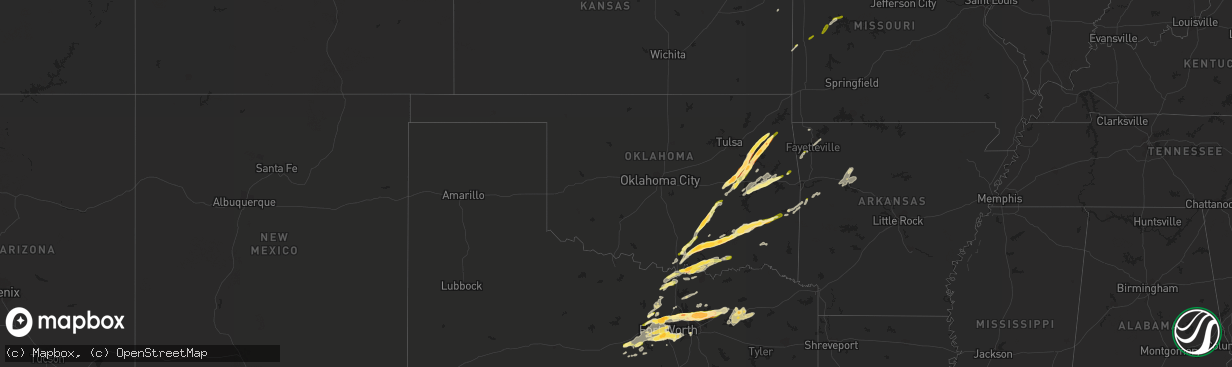 Hail map in Oklahoma on March 23, 2016