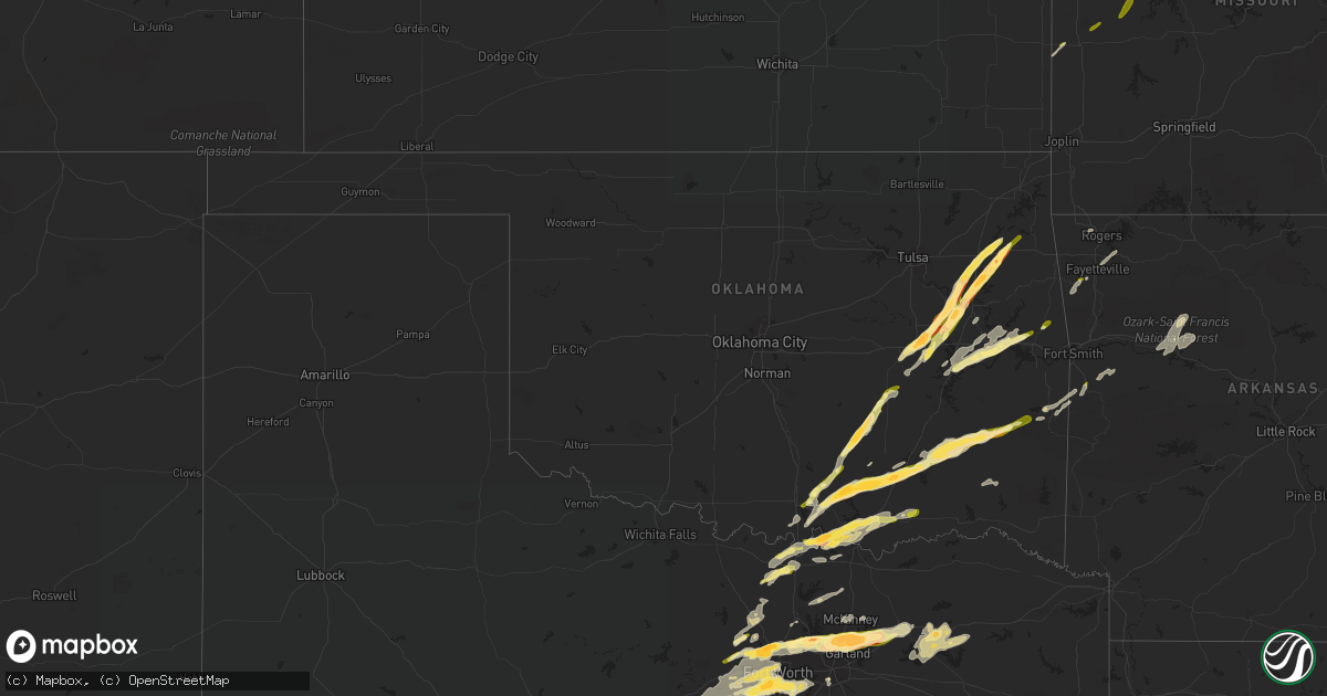 Hail map in Oklahoma on March 23, 2016
