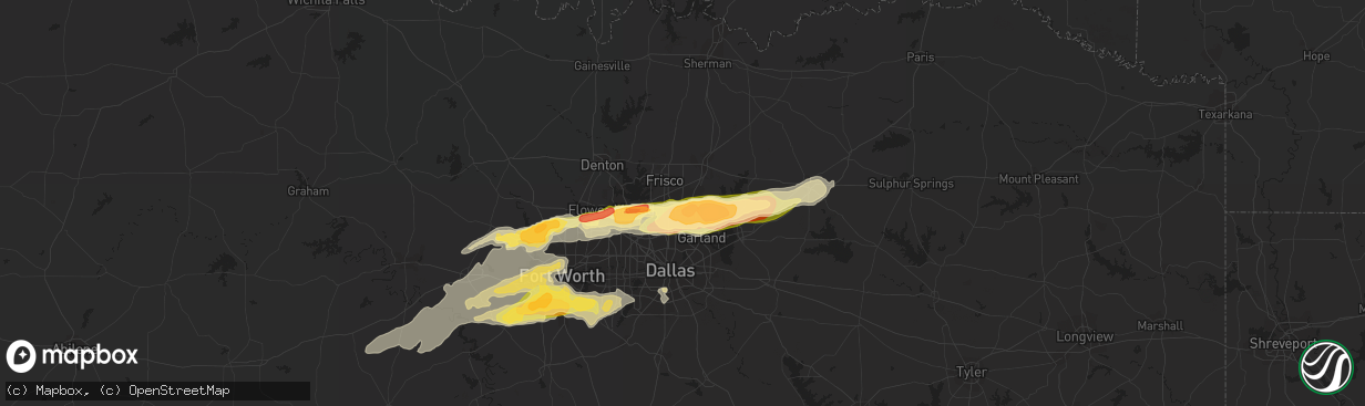 Hail map in Plano, TX on March 23, 2016