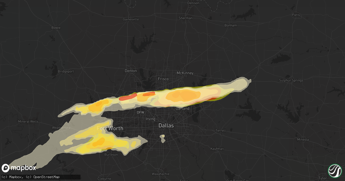 Hail map in Plano, TX on March 23, 2016