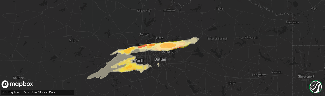 Hail map in Richardson, TX on March 23, 2016