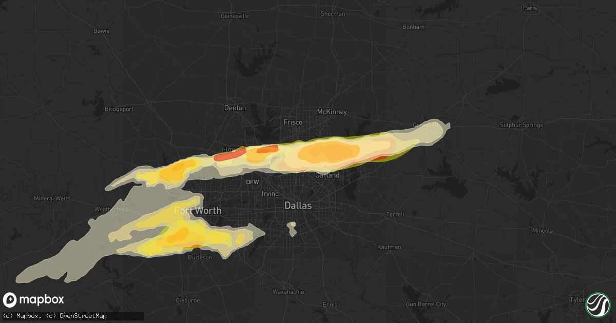 Hail map in Richardson, TX on March 23, 2016