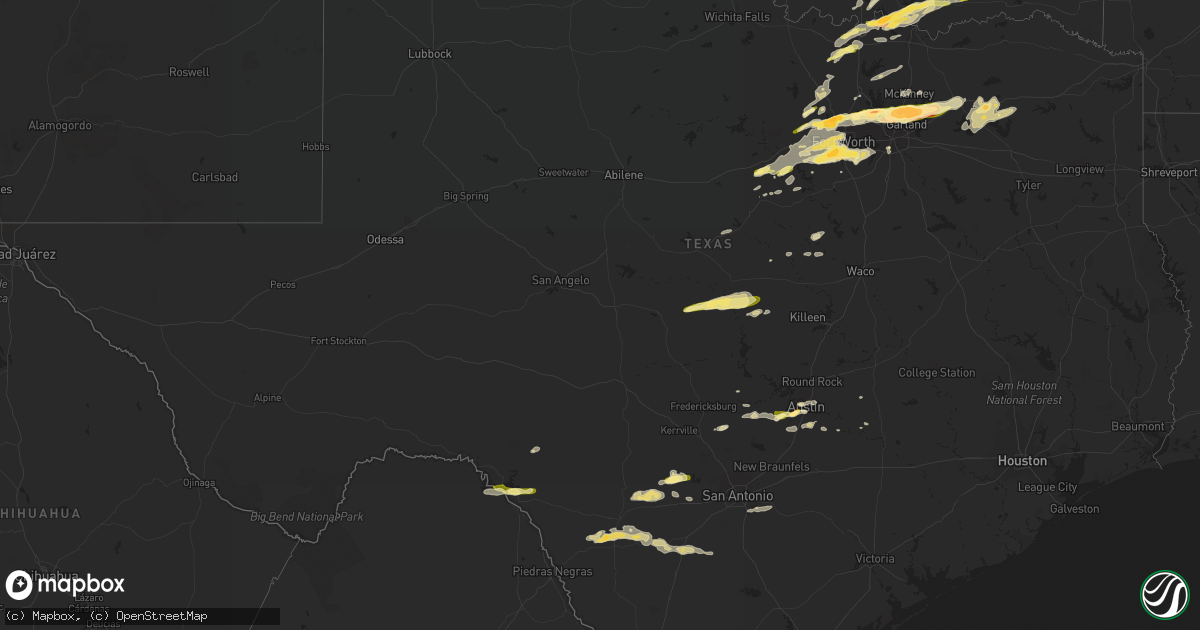 Hail map in Texas on March 23, 2016
