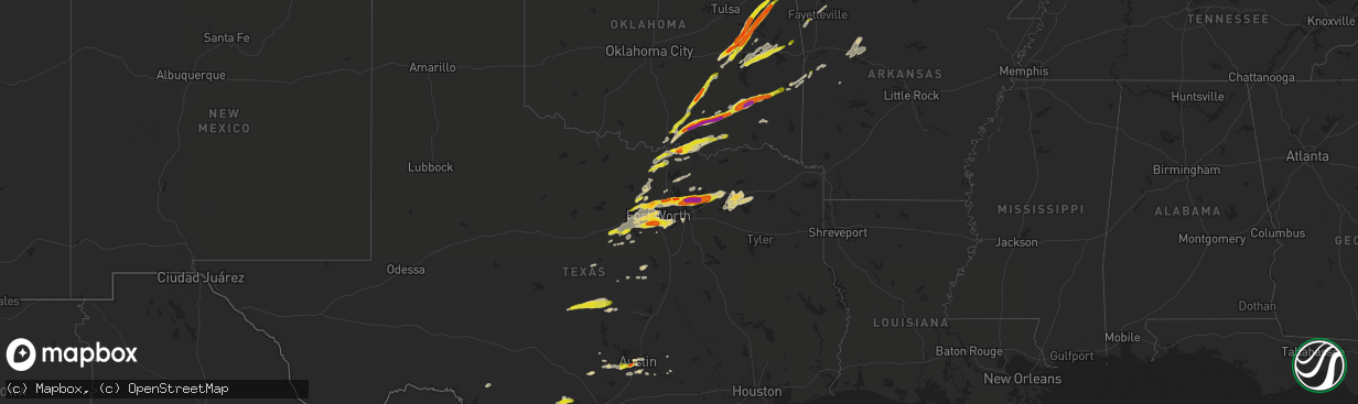 Hail map on March 23, 2016