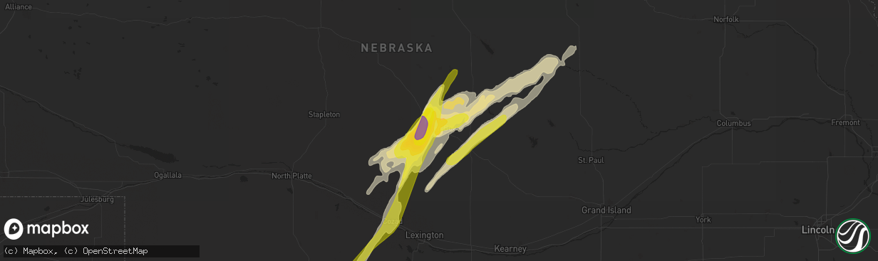 Hail map in Broken Bow, NE on March 23, 2017