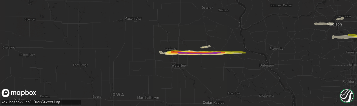 Hail map in Denver, IA on March 23, 2017