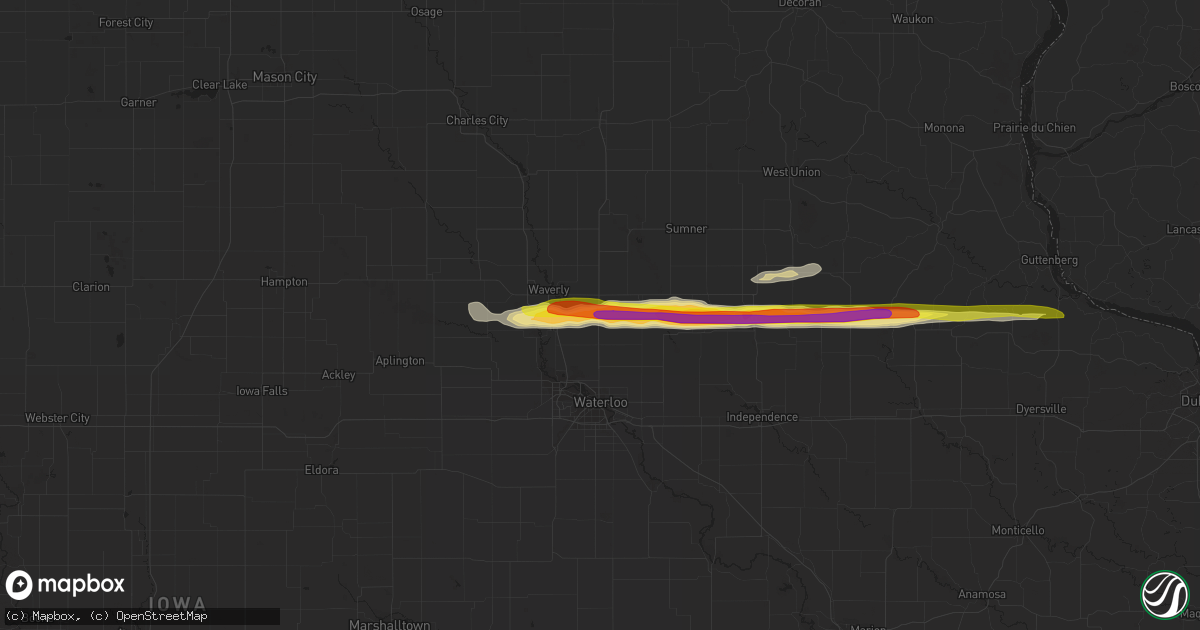 Hail map in Denver, IA on March 23, 2017