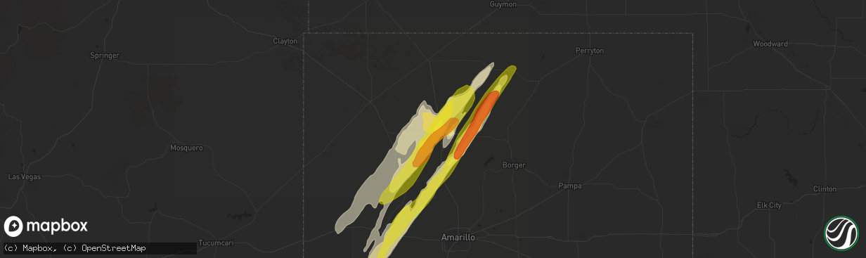 Hail map in Dumas, TX on March 23, 2017